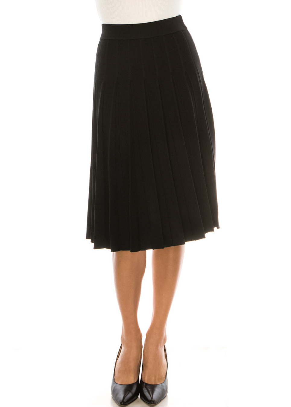 Fixed Box Pleated Skirt in Black | Modest Women Clothing - YAL New